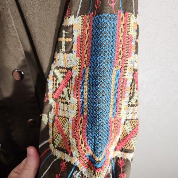 JCL Olive Green Embroidered Jacket S/M Boho Embroidery - Picture 5 of 16